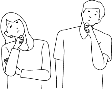 考える男女のイラスト