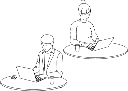 パソコン作業をする男女のイラスト